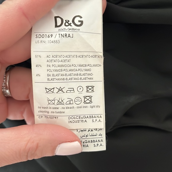 Dolce and Gabbana Beautiful Black Cocktail Satin Midi Dress, size 40 - Picture 11 of 12